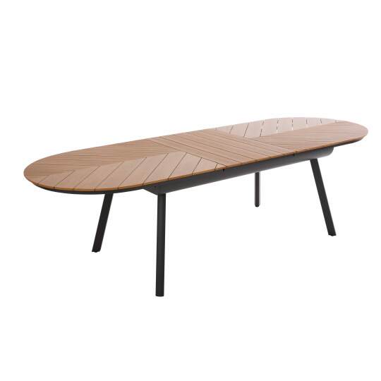 Ausziehbarer Gartentisch rechteckiger (220/280 x 100 x 76 cm) aus Aluminium und Polyholz