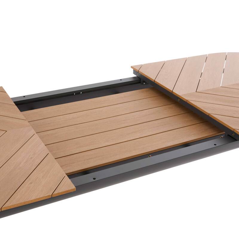 Ausziehbarer Gartentisch rechteckiger (220/280 x 100 x 76 cm) aus Aluminium und Polyholz