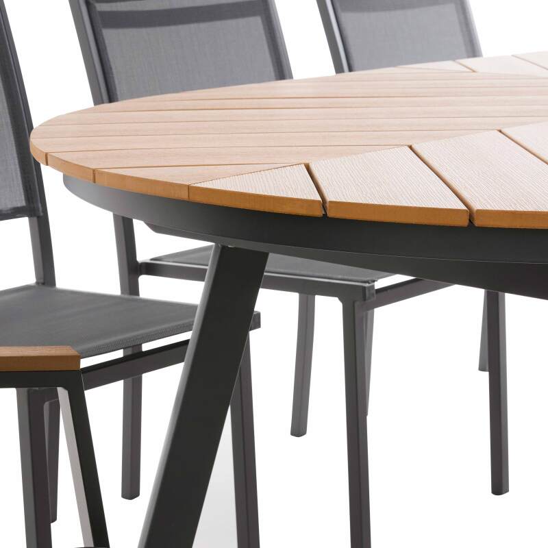 Ausziehbarer Gartentisch rechteckiger (220/280 x 100 x 76 cm) aus Aluminium und Polyholz