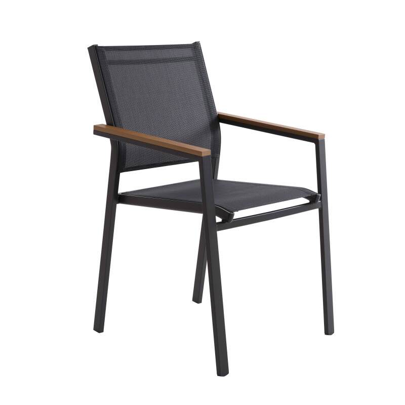 Gartenstuhl aus Aluminium und Textilene mit Armlehnen