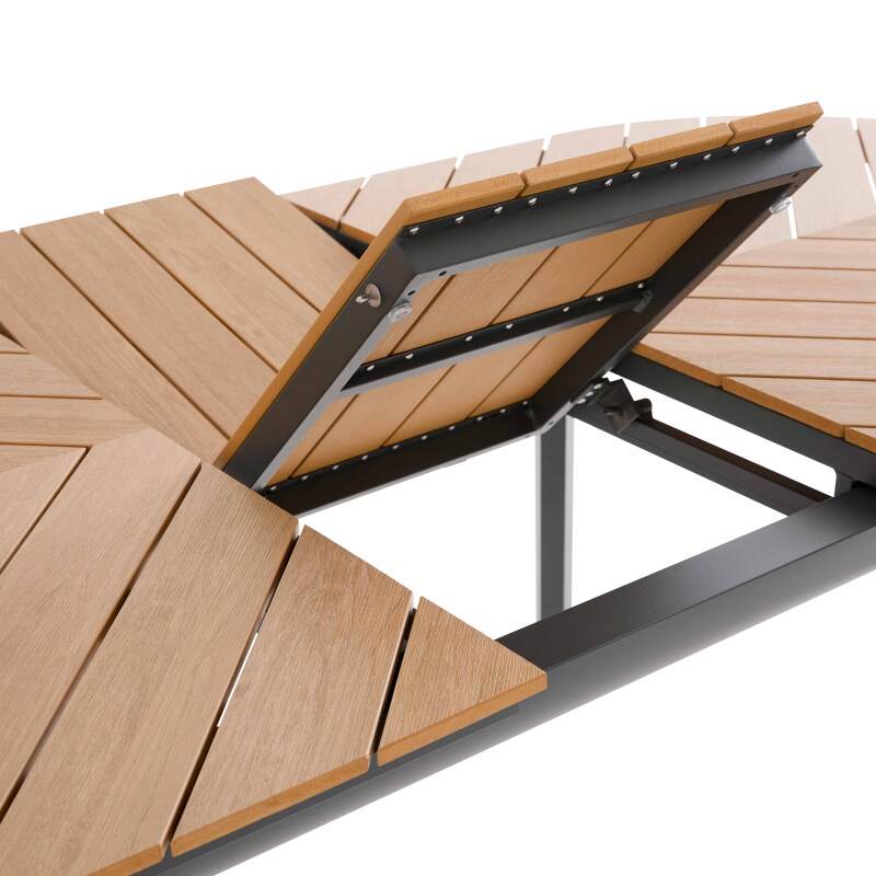 Rechteckiger ausziehbarer Gartentisch aus Polywood 180/220 cm mit 6 Stühlen und 2 Stühlen mit Armlehnen
