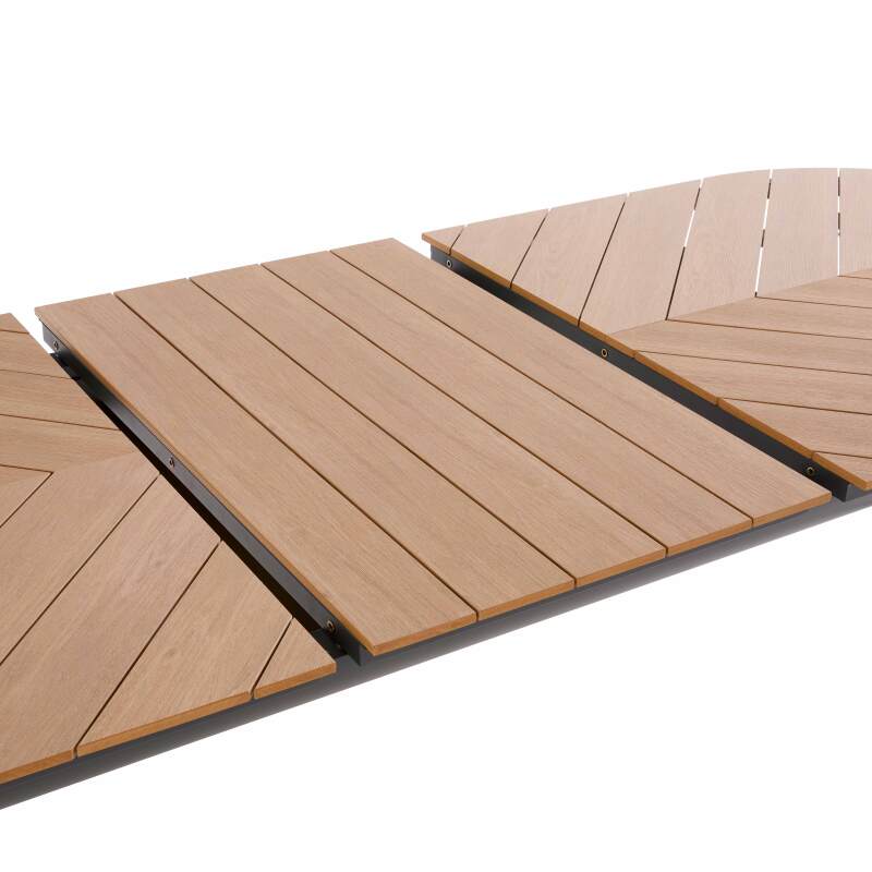 Rechteckiger ausziehbarer Gartentisch aus Polywood 220/280 cm mit 8 Stühlen und 2 Stühlen mit Armlehnen