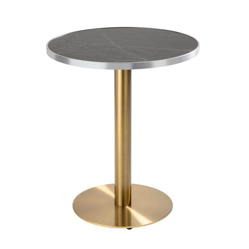 Runder Esstisch Ø 60 cm aus Sperrholz mit Laminatbezug und Aluminiumkanten