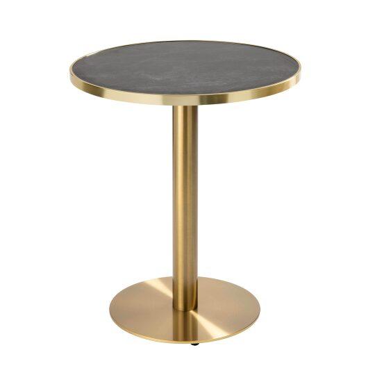Runder Esstisch Ø 60 cm aus Sperrholz mit Laminatbezug und Aluminiumkanten
