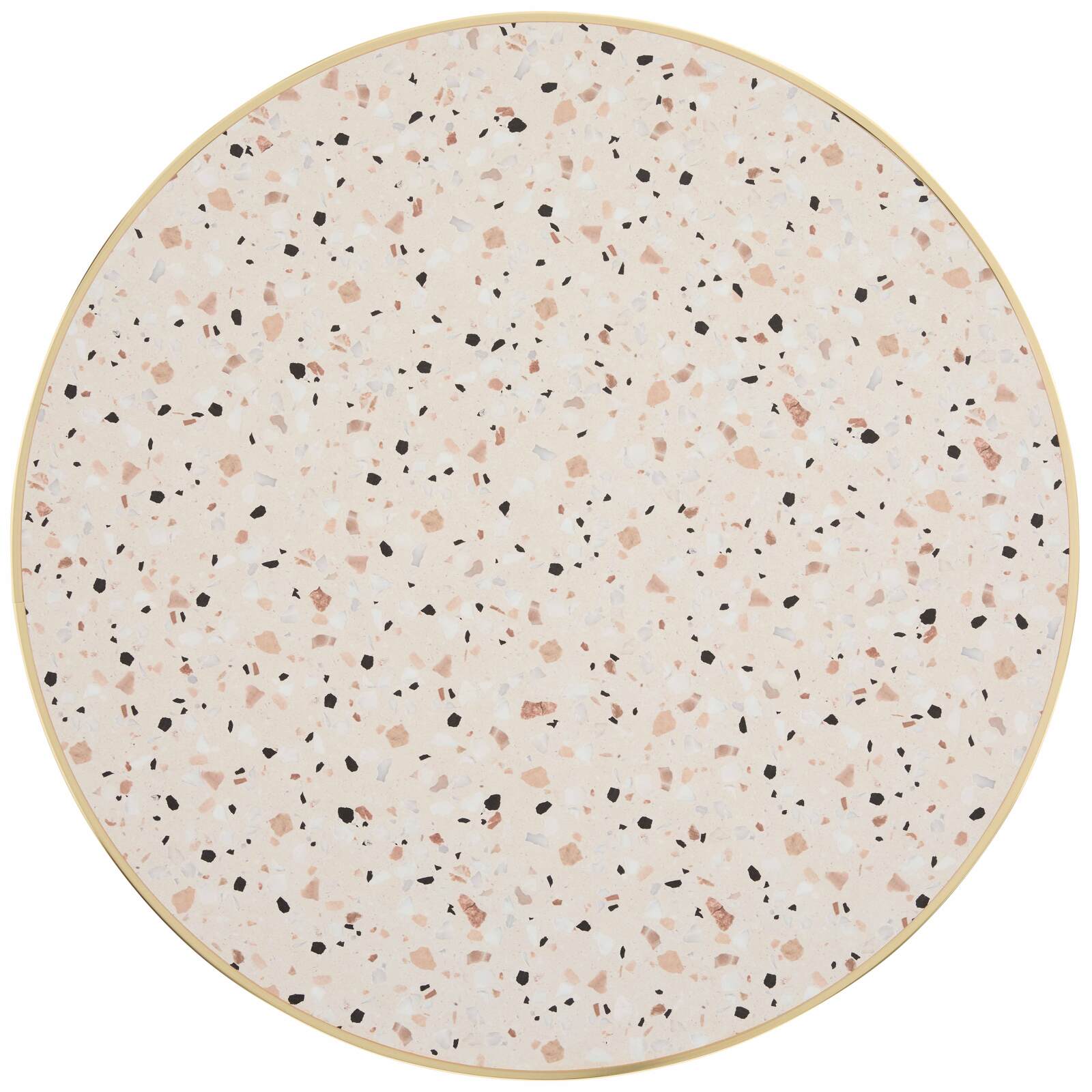 Runder Esstisch Ø 60 cm aus Sperrholz mit Laminatbezug und Aluminiumkanten