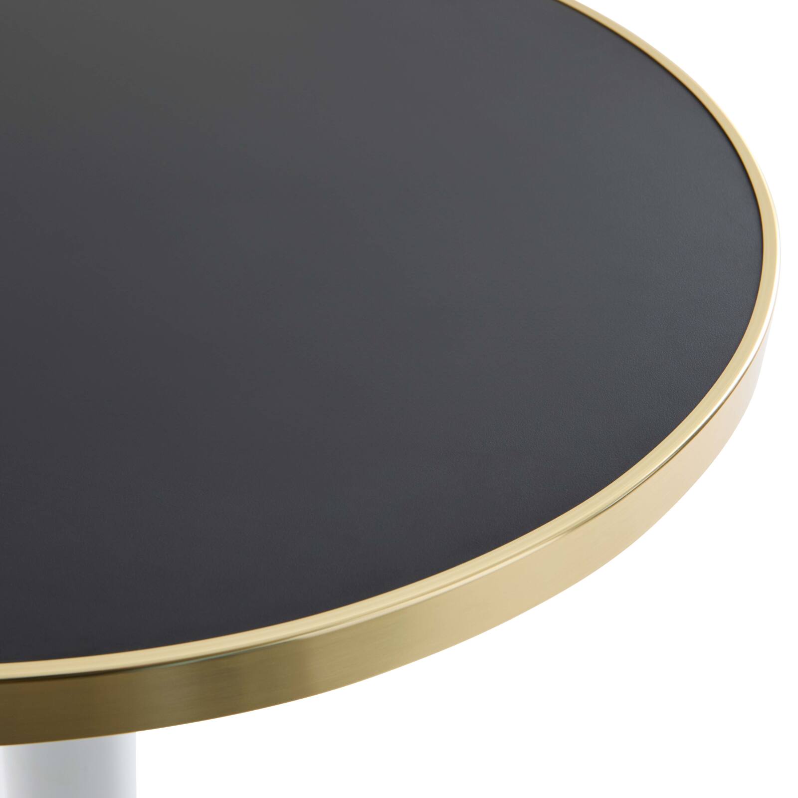 Runder Esstisch Ø 60 cm aus Sperrholz mit Laminatbezug und Aluminiumkanten