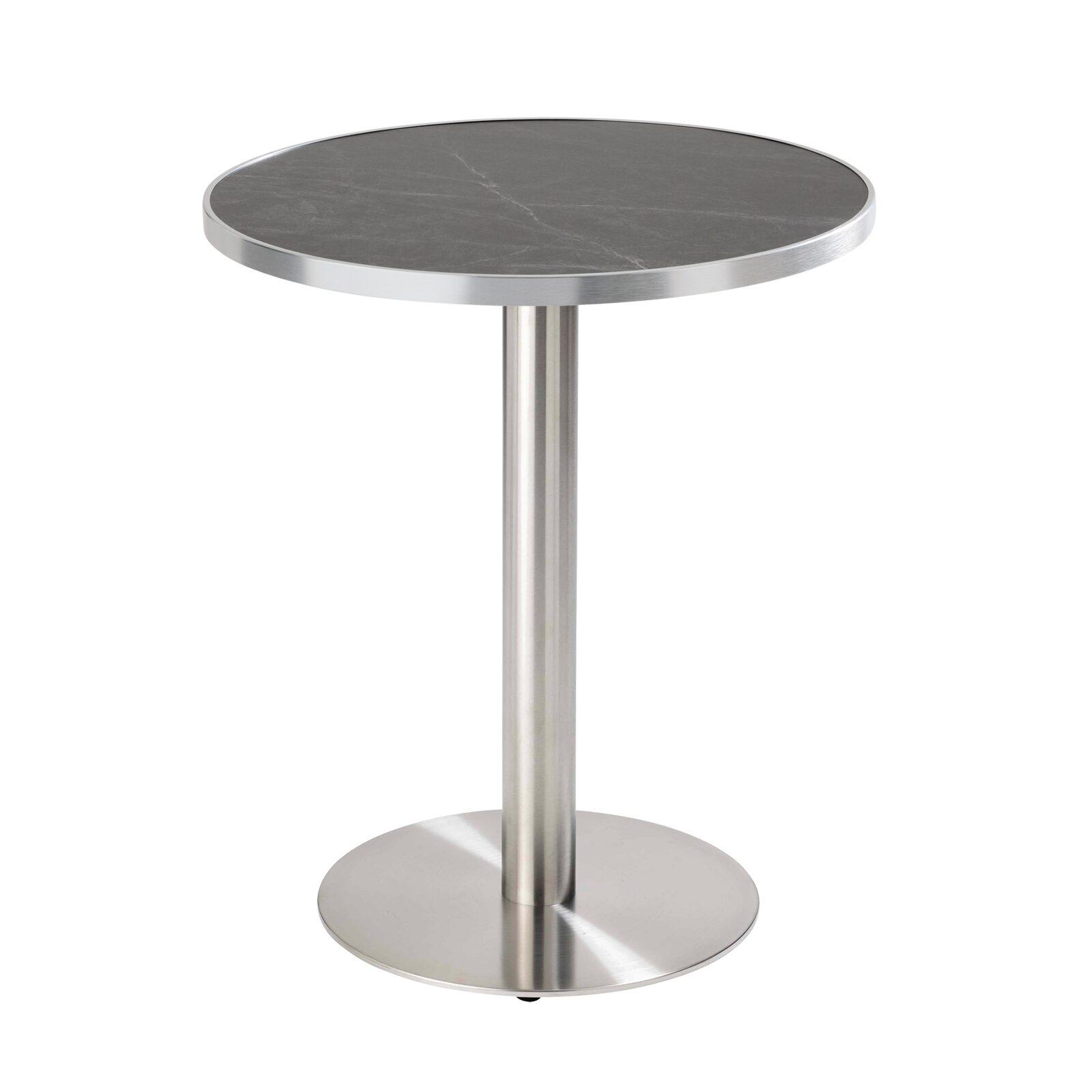 Runder Esstisch Ø 60 cm aus Sperrholz mit Laminatbezug und Aluminiumkanten