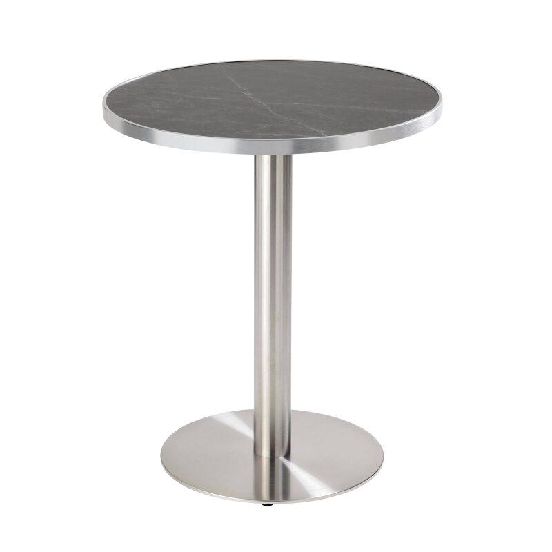 Runder Esstisch Ø 60 cm aus Sperrholz mit Laminatbezug und Aluminiumkanten