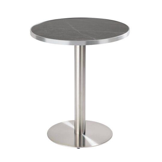 Runder Esstisch Ø 60 cm aus Sperrholz mit Laminatbezug und Aluminiumkanten
