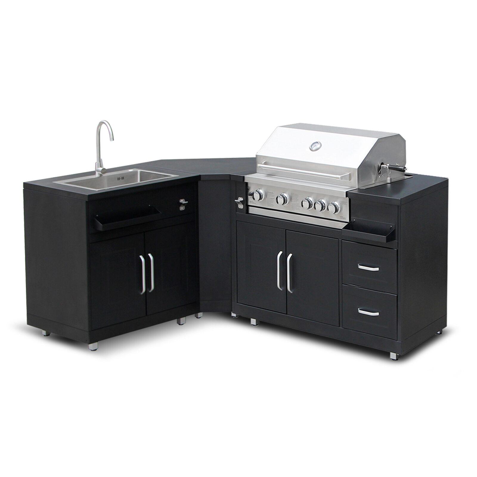 3-teilige Stahl-Außenküche mit Grill 3-teilige Stahl-Außenküche mit Grill