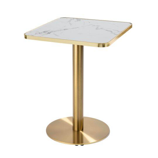 Esstisch 60 x 60 cm aus Sperrholz mit Laminatbezug und Aluminiumkanten
