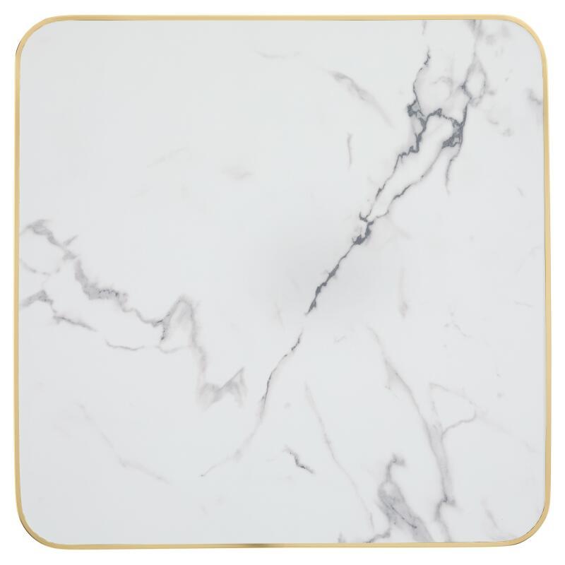 Esstisch 60 x 60 cm aus Sperrholz mit Laminatbezug und Aluminiumkanten