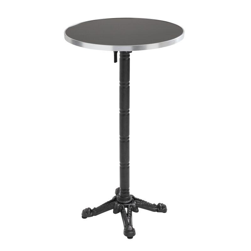 Hoher Kipptisch Ø 60 cm aus Sperrholz mit Laminatbelag und Aluminiumkanten