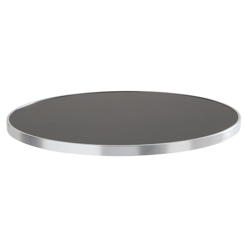 Hoher Kipptisch Ø 60 cm aus Sperrholz mit Laminatbelag und Aluminiumkanten
