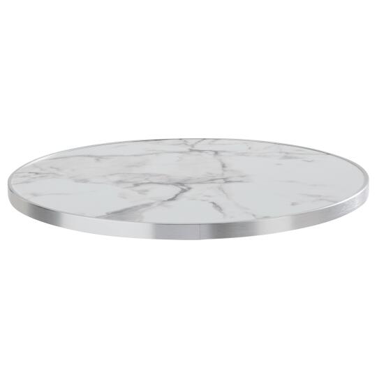 Tischplatte aus Sperrholz mit Laminatbeschichtung und Aluminiumkanten ⌀60 cm