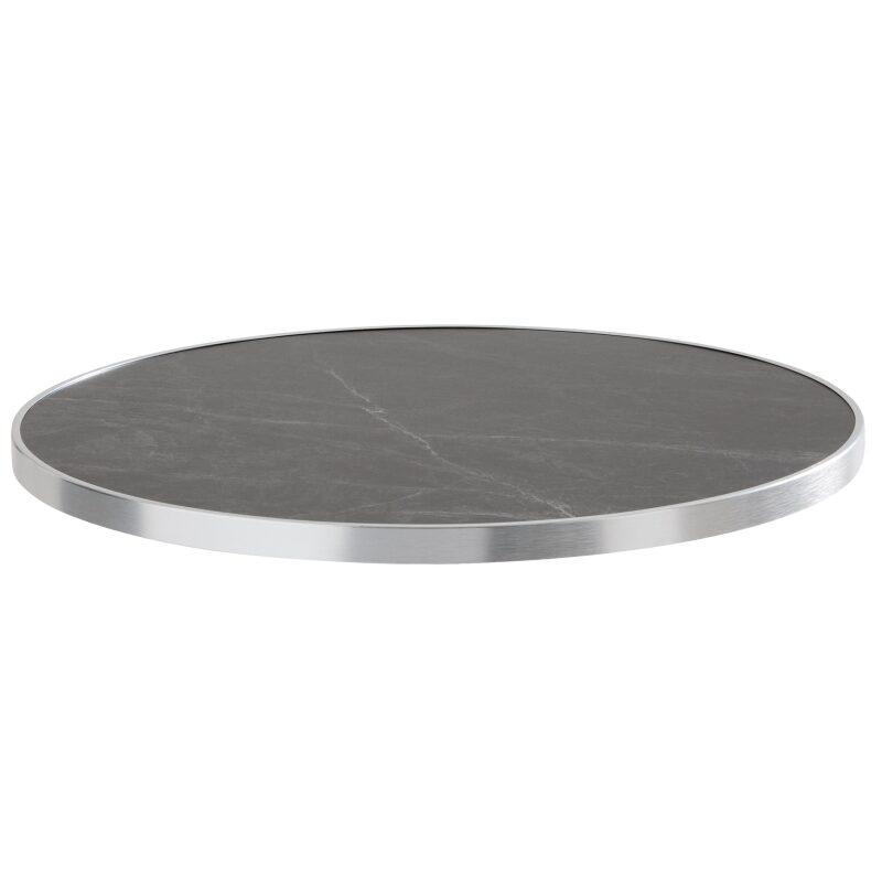 Tischplatte aus Sperrholz mit Laminatbeschichtung und Aluminiumkanten ⌀60 cm