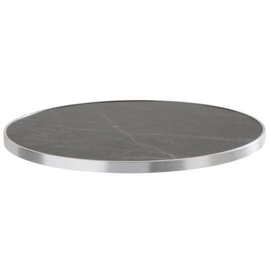 Tischplatte aus Sperrholz mit Laminatbeschichtung und Aluminiumkanten ⌀60 cm