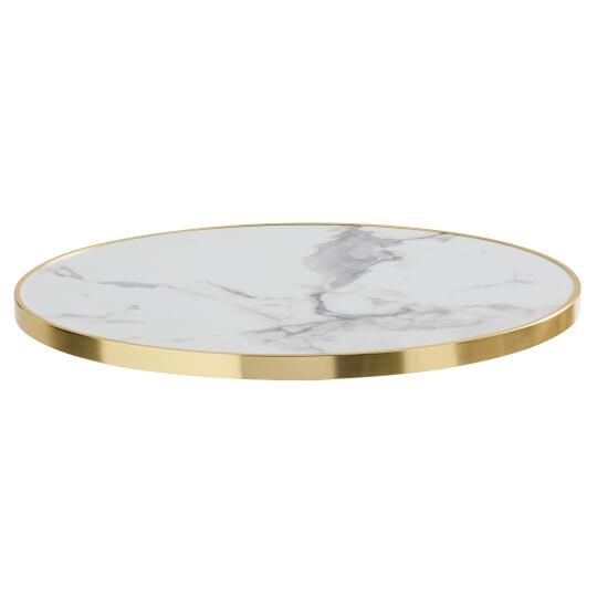 Tischplatte aus Sperrholz mit Laminatbeschichtung und Aluminiumkanten ⌀60 cm