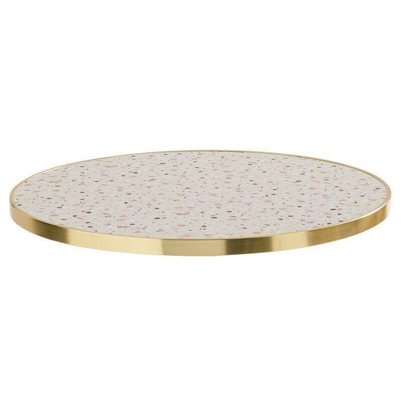 Tischplatte aus Sperrholz mit Laminatbeschichtung und Aluminiumkanten ⌀60 cm