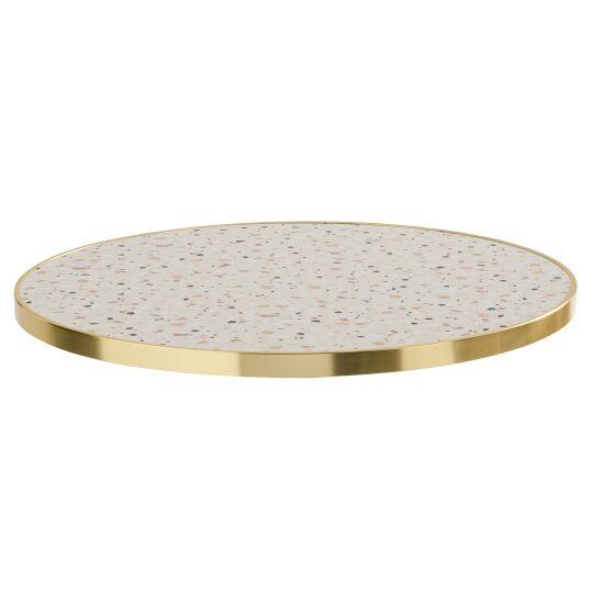 Tischplatte aus Sperrholz mit Laminatbeschichtung und Aluminiumkanten ⌀60 cm | Oviala