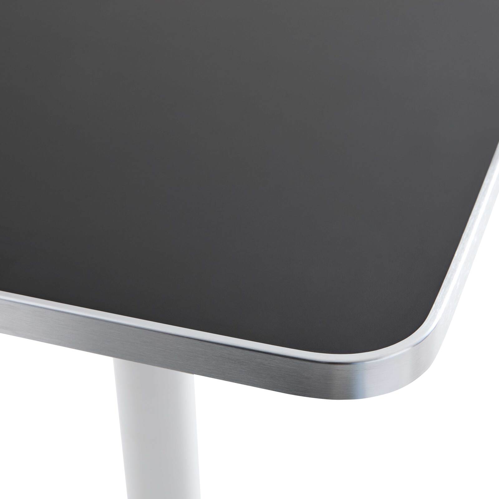 Hoher Kipptisch 60 x 60 cm aus Sperrholz mit Laminatbelag und Aluminiumkanten