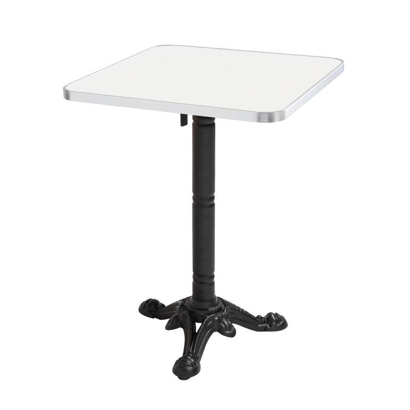 Kippbarer Esstisch 60 x 60 cm aus Sperrholz mit Laminatbelag und Aluminiumkanten