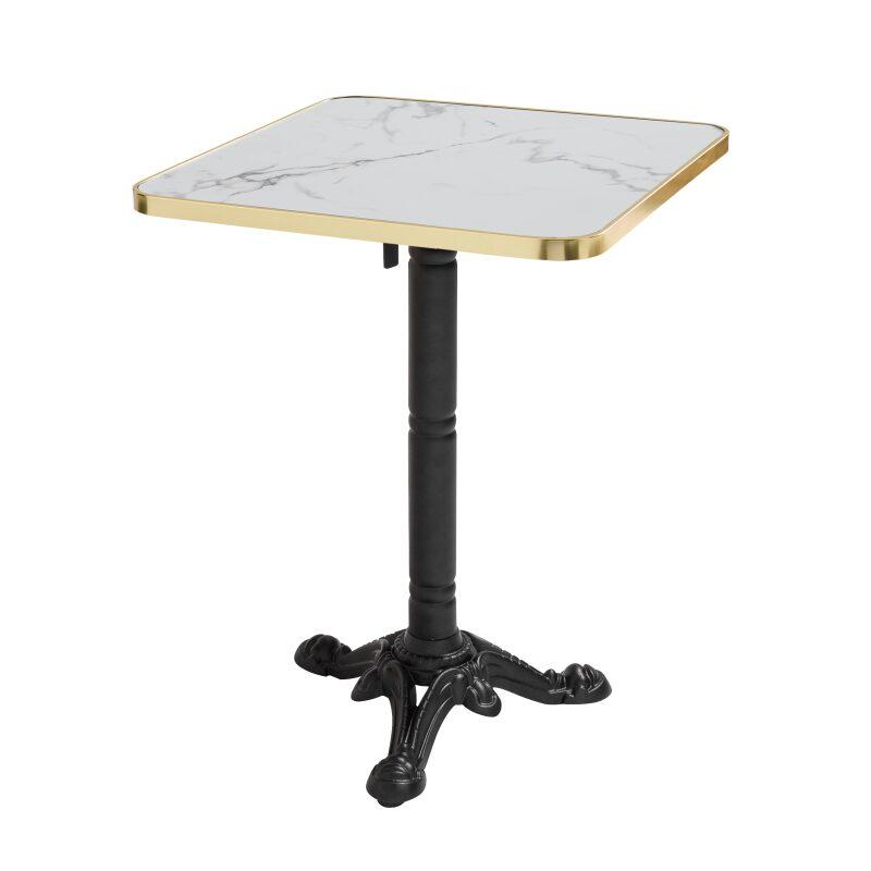Kippbarer Esstisch 60 x 60 cm aus Sperrholz mit Laminatbelag und Aluminiumkanten