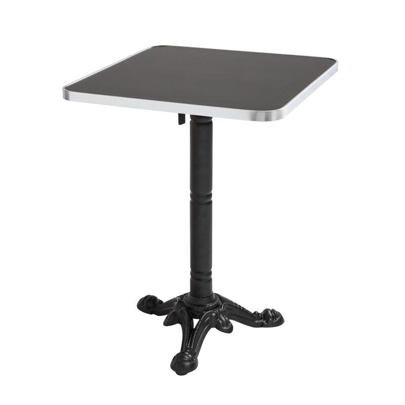 Kippbarer Esstisch 60 x 60 cm aus Sperrholz mit Laminatbelag und Aluminiumkanten