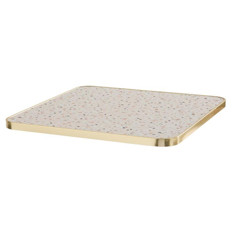 Kippbarer Esstisch 60 x 60 cm aus Sperrholz mit Laminatbelag und Aluminiumkanten