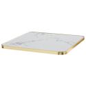 Kippbarer Esstisch 60 x 60 cm aus Sperrholz mit Laminatbelag und Aluminiumkanten