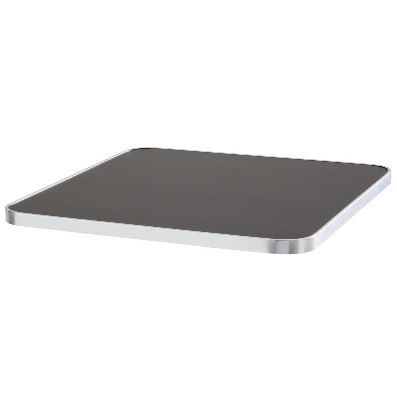 Kippbarer Esstisch 60 x 60 cm aus Sperrholz mit Laminatbelag und Aluminiumkanten
