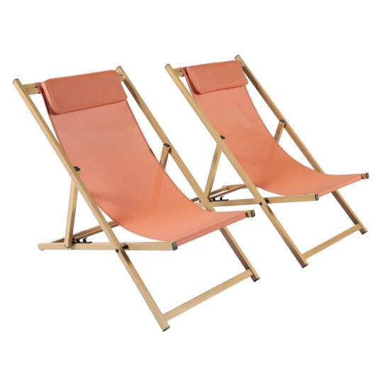 Set mit 2 Liegestühlen aus Aluminium, 4-fach neigbar