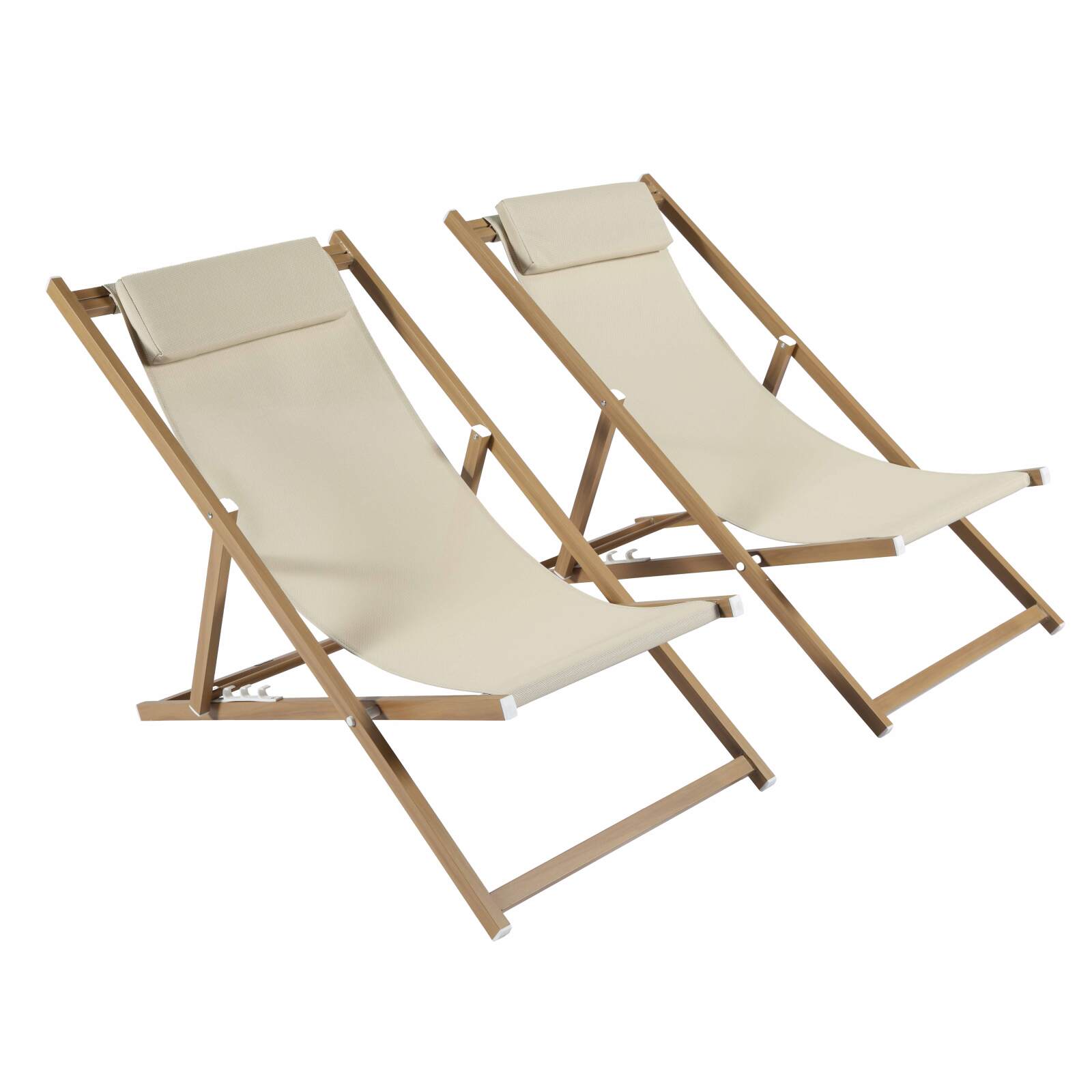 Set mit 2 Liegestühlen aus Aluminium, 4-fach neigbar