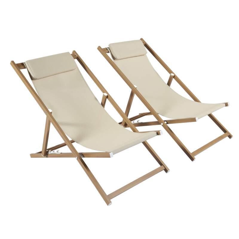 Set mit 2 Liegestühlen aus Aluminium, 4-fach neigbar