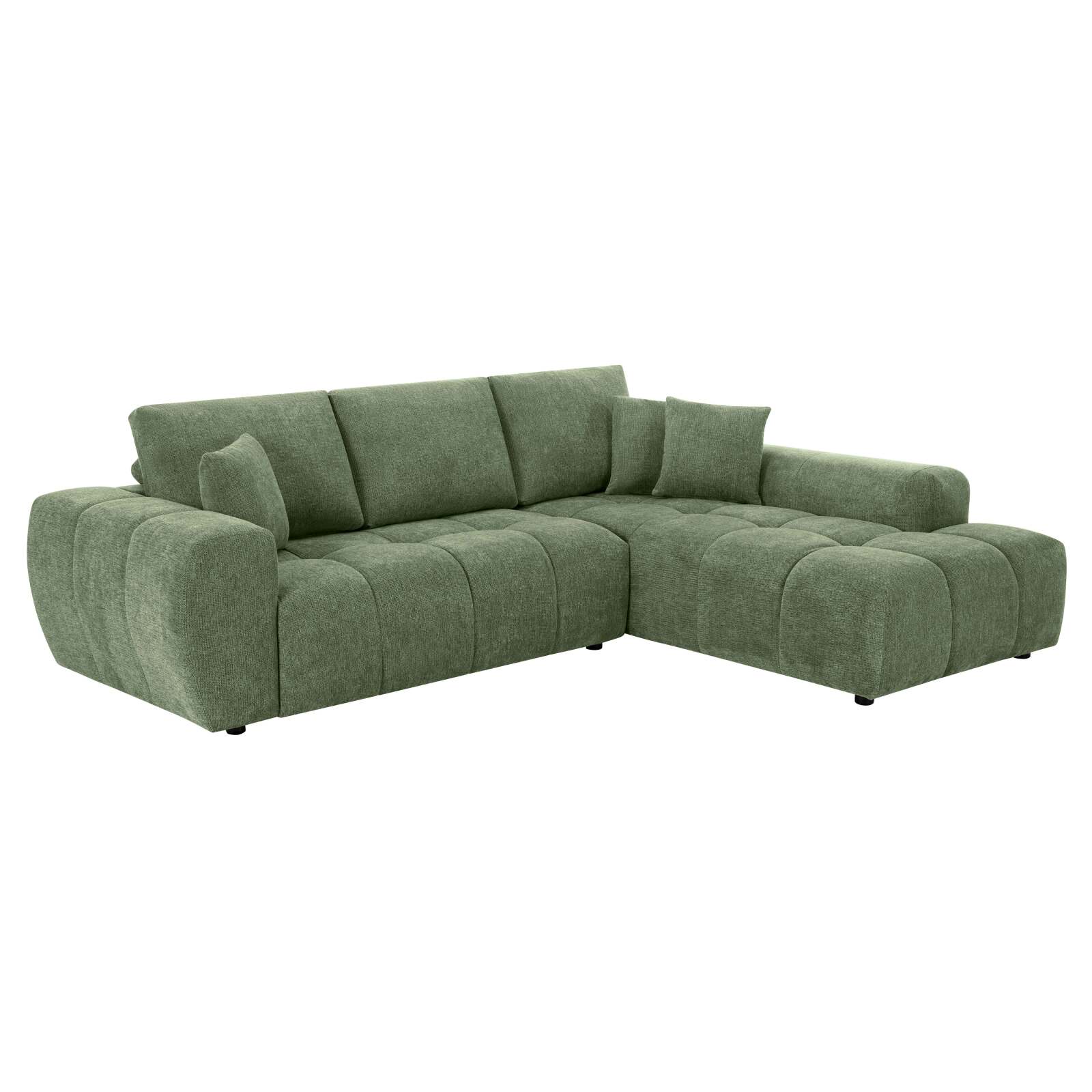 Ecksofa mit gerader Chaiselongue aus geripptem 3-Sitzer-Polyester