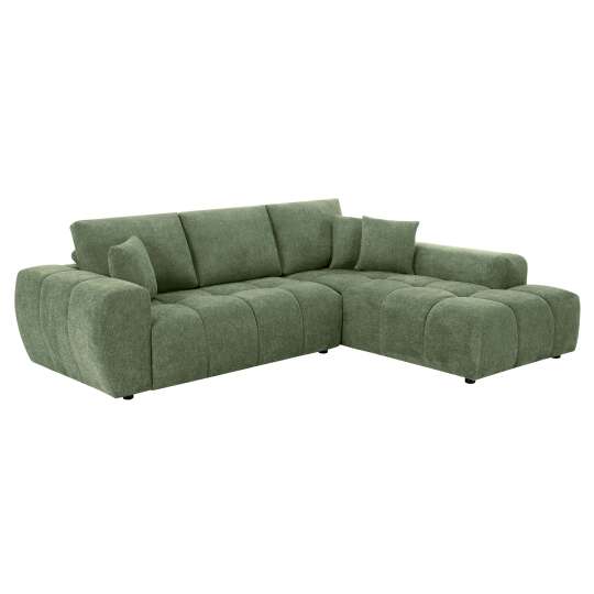 Ecksofa 3-Sitzer aus Stoff mit Chaiselongue rechts und Kissen | Oviala