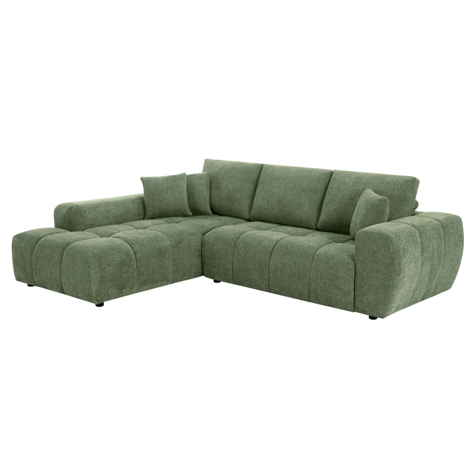 Ecksofa mit Chaiselongue links aus geripptem 3-Sitzer-Polyester