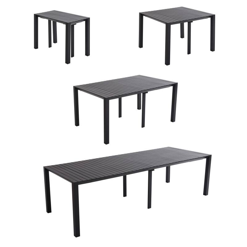 Rechteckiger ausziehbarer Gartentisch (52/260 cm) und 8 Aluminiumstühle