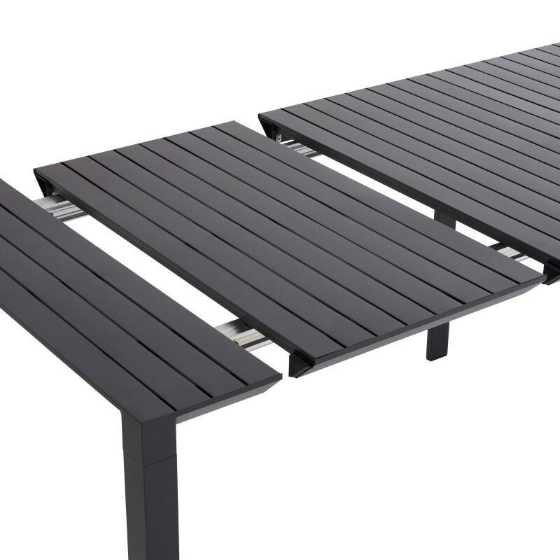 Rechteckiger ausziehbarer Gartentisch (52/260 cm) und 8 Aluminiumstühle
