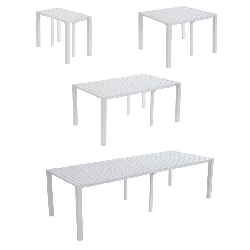 Rechteckiger ausziehbarer Gartentisch (52/260 x 100 x 74 cm) aus Aluminium