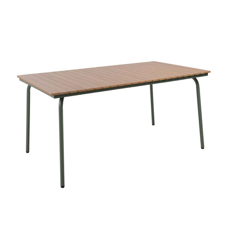 Rechteckiger Gartentisch 160 x 90 cm aus Stahl und Polyholz