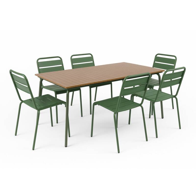 Rechteckiger Gartentisch 160 x 90 cm aus Stahl und Polyholz (3/4)