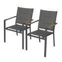 Gartenstuhl aus Aluminium und Textilene mit Armlehnen – 2er-Set