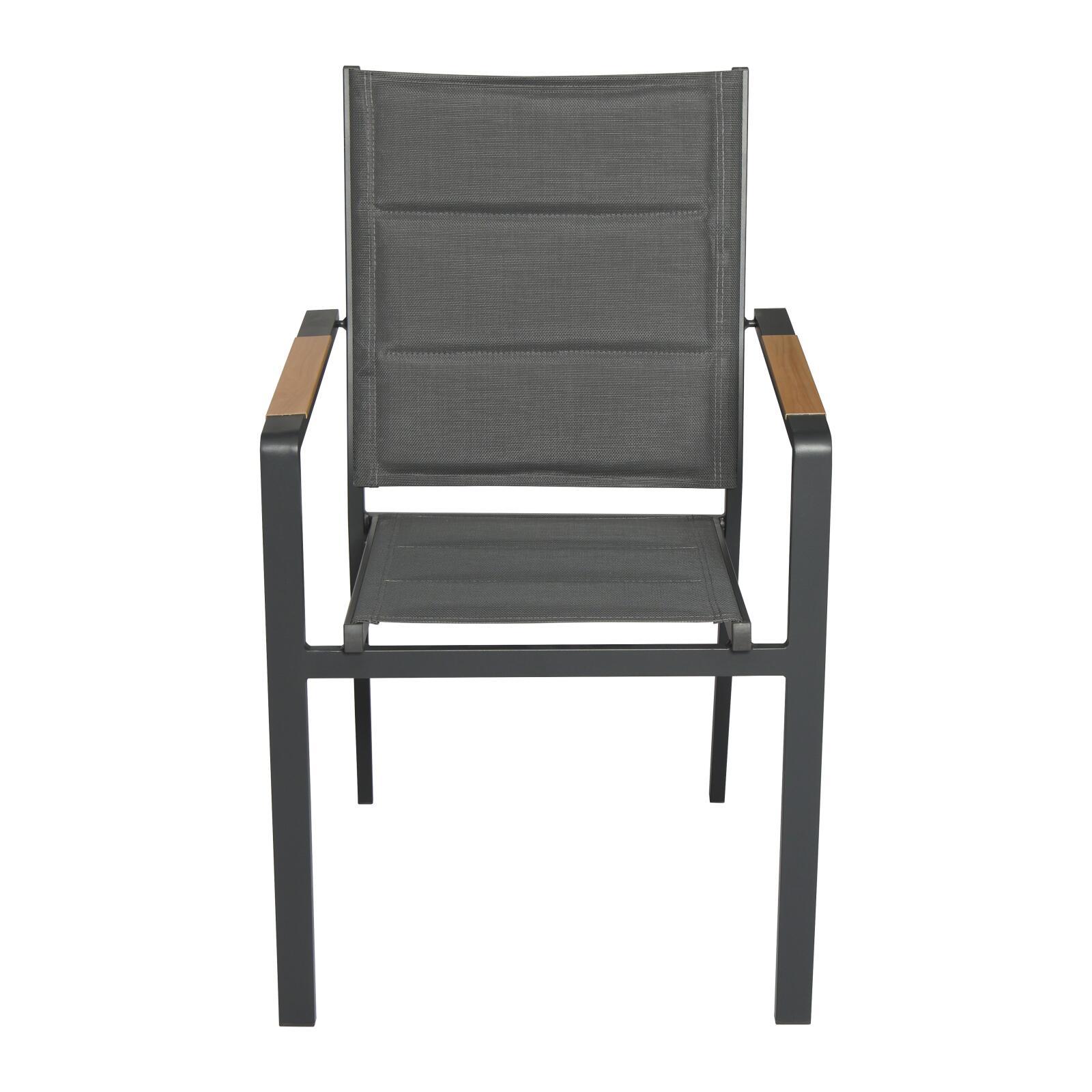 Gartenstuhl aus Aluminium und Textilene mit Armlehnen – 2er-Set