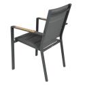 Gartenstuhl aus Aluminium und Textilene mit Armlehnen – 2er-Set
