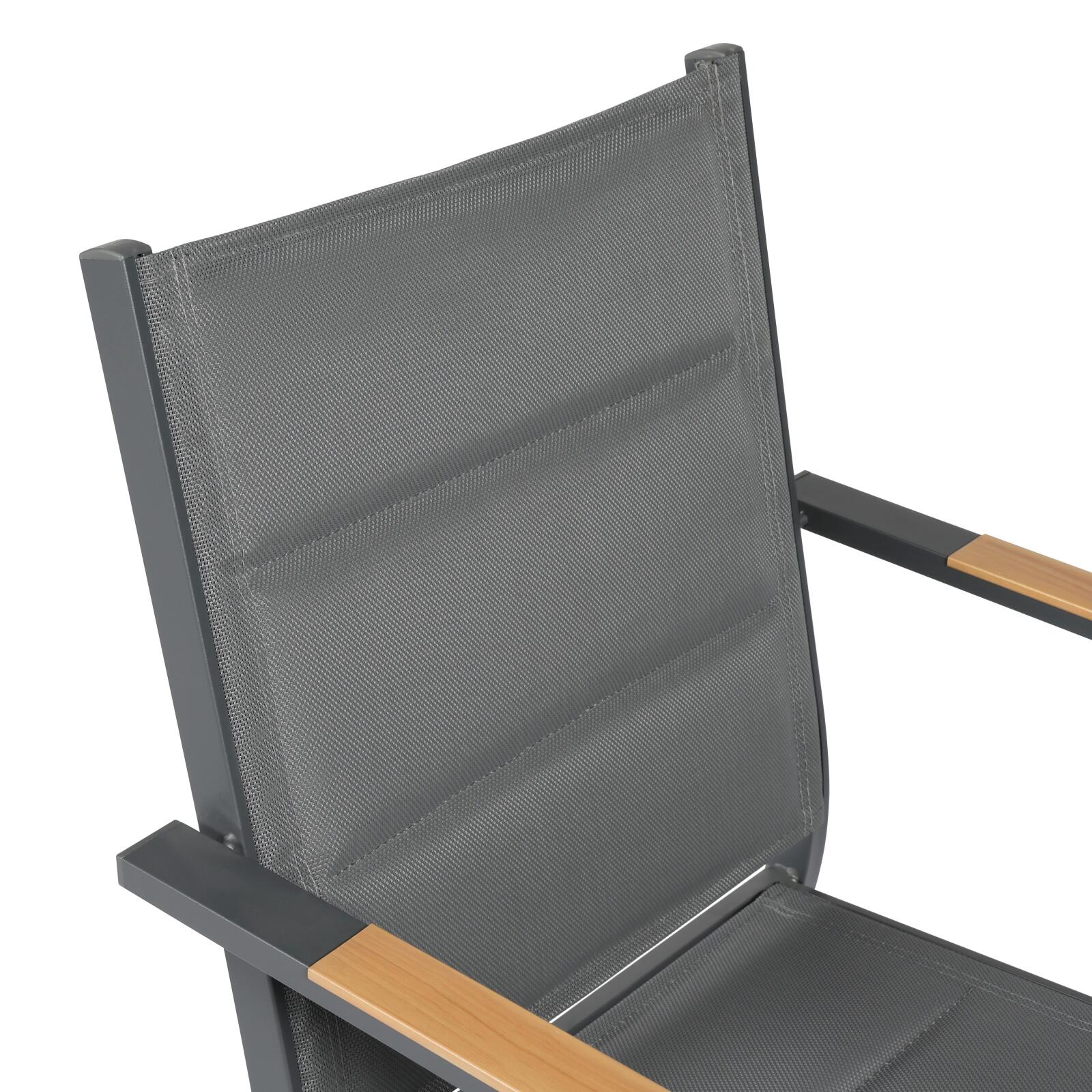 Gartenstuhl aus Aluminium und Textilene mit Armlehnen – 2er-Set