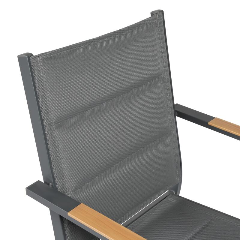 Gartenstuhl aus Aluminium und Textilene mit Armlehnen – 2er-Set (6/7)