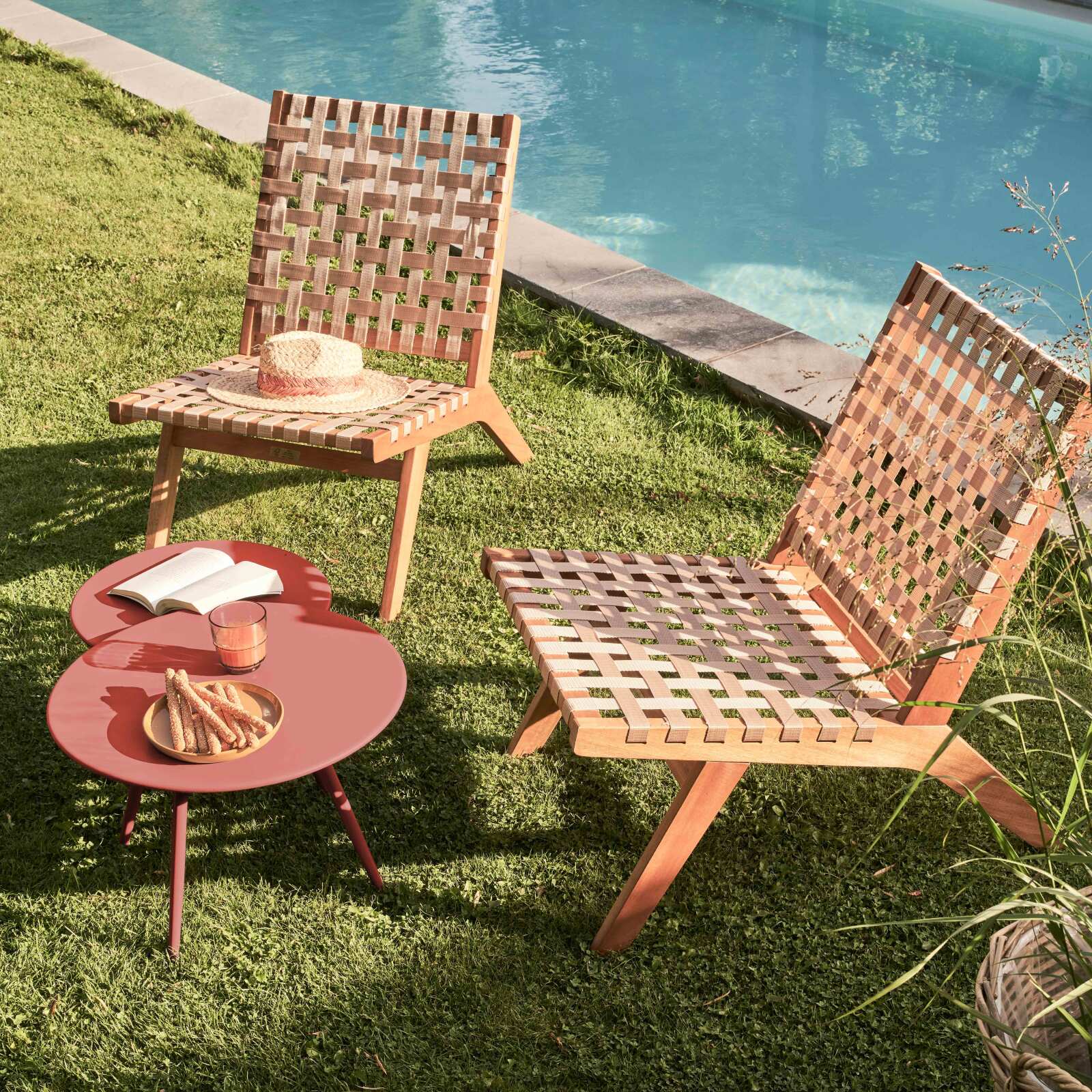 Nestbare runde Garten Couchtische Ø50 x 34 cm und Ø40 x 29,5 cm
