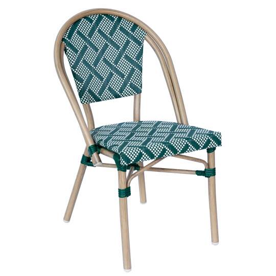 Gartenstuhl im Pariser Bistro-Stil aus Aluminium und synthetischem Rattan