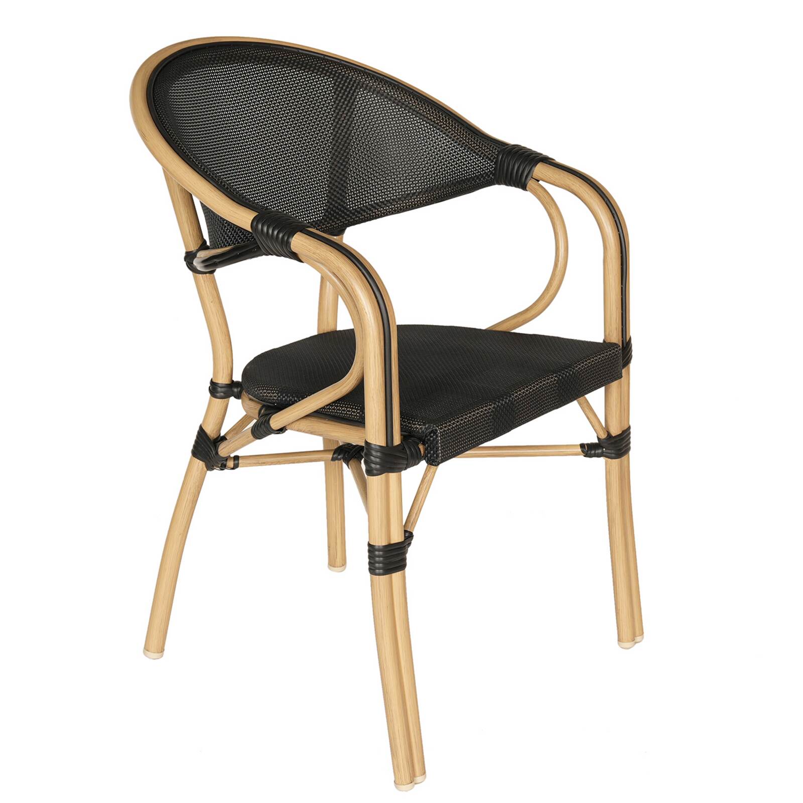 Gartenstuhl im Pariser Bistrostil aus Aluminium und synthetischem Rattan